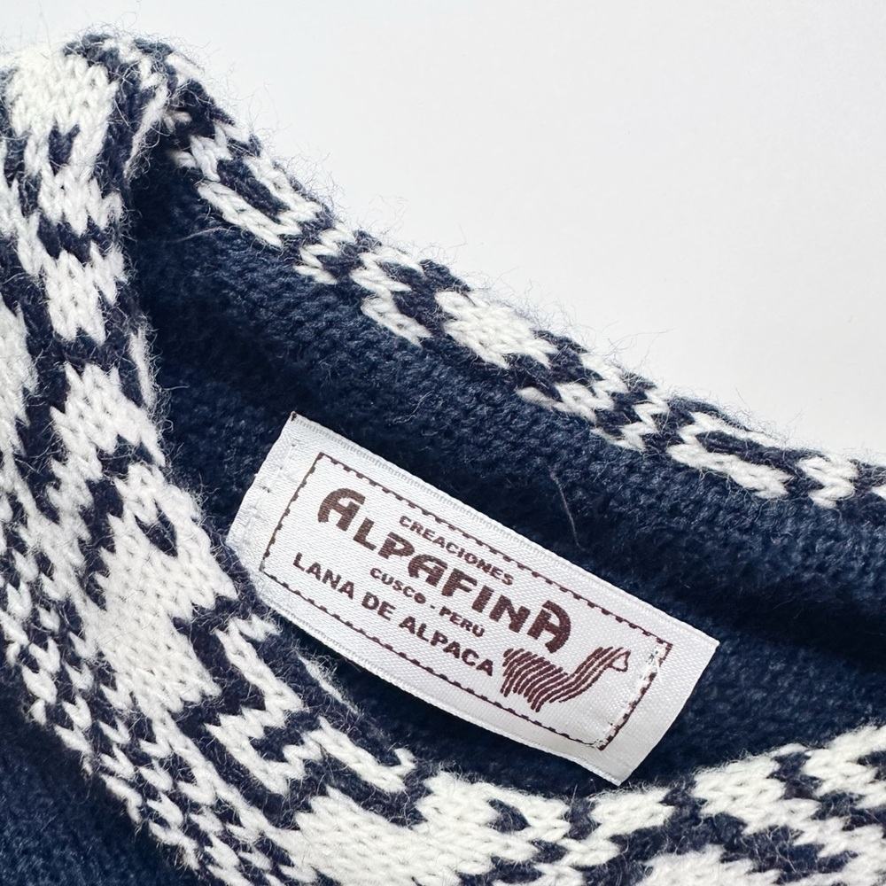 NEW Boutique Navy Blue Alpaca Wool Fringe Sweater Poncho - Picture 3 of 5